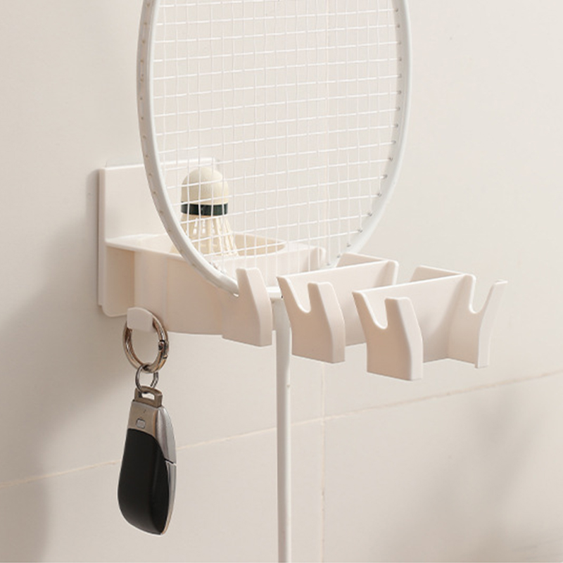 Badminton Bwf - No‑Drill Wall‑Mounted Badminton Racket Holder With